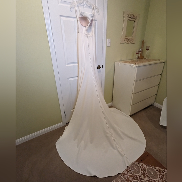 Justin Alexander Declan Square Neckline Stretch Crepe Gown with Low Back, NEW - Picture 8 of 11